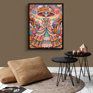 Catrina Festive Bloom — catrina festive bloom sq brown wallroom 1port framed black