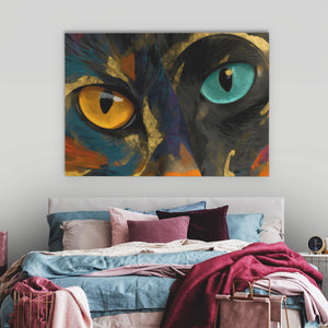 Cats Amber Teal - Luxury Wall Art