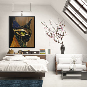 Cat's Emerald Vision - Luxury Wall Art