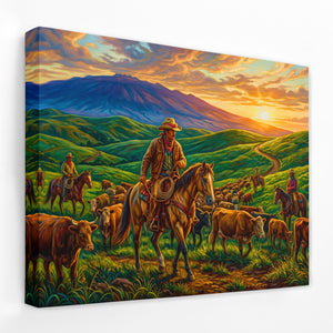 Cattle Herding Sunset โ Cattle Herding Sunset Landscape Side View Mirror Wrap 111