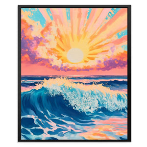 Celestial Break - Beach House Wall Art in Black Frame