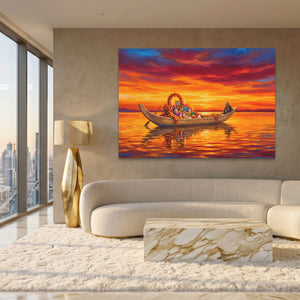Ceremonial Boat Sunset - Luxury Wall Art