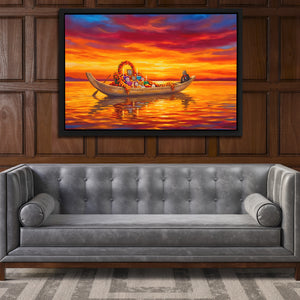 Ceremonial Boat Sunset — Ceremonial Boat Sunset Luxury Wood Walls 171