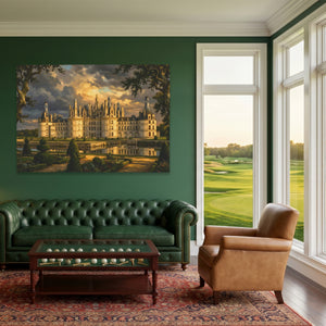 Chambord Castle Twilight Reflection — Chambord Castle Twilight Reflection Green Golf House Land 108