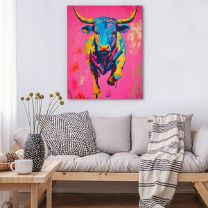 Charging Electric Bull - Pop Culture Wall Art in Black Frame