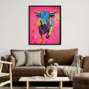 Charging Electric Bull - Blue Pop Culture Canvas Print