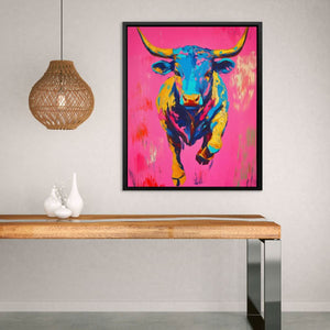 Charging Electric Bull - Bull Art for Studio