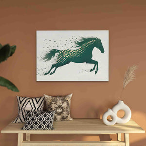 Charging Steed - Green Horizontal Canvas Print