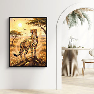 Cheetah Golden Sunrise — cheetah golden sunrise sq living room echo 1port framed black
