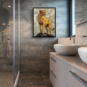 Cheetah On Watch โ cheetah on watch sq bathroom 1port framed black