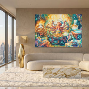 Chef Octopus Cooking - Luxury Wall Art