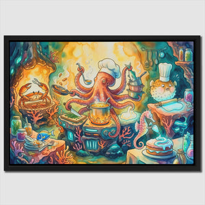 Chef Octopus Cooking - Luxury Wall Art