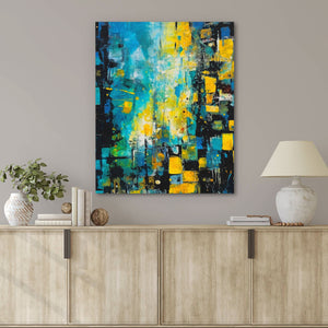 Chemical Reaction - Abstract Blue Canvas Wall Art