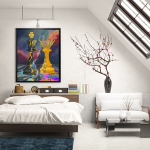 Chess Queen's Golden Dominion - Luxury Wall Art