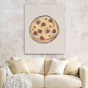Chocolate Chip Cookie - Modern Beige Canvas Wall Art