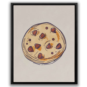 Chocolate Chip Cookie - Modern Wall Art in Black Frame