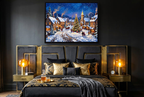 Christmas Village Snowfall in a room