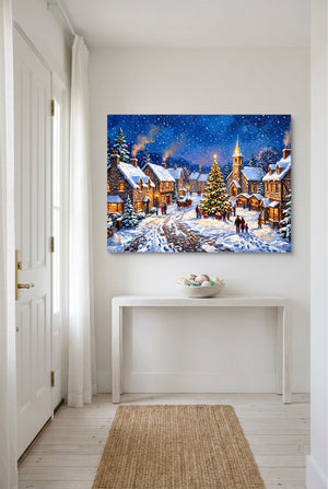 Christmas Village Snowfall โ christmas village snowfall p small room with table 1land flush print