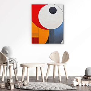 Circling Colors - Minimalist White Canvas Wall Art