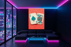 Clay Cards Spades — clay cards spades modern living room with neon lights 1port flush print