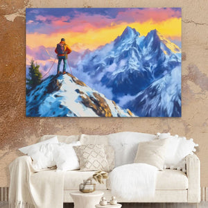Climber on the Summit - Adventure Art