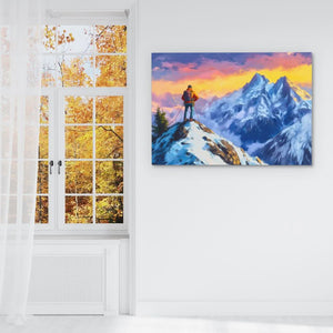 Climber on the Summit - Large Canvas Print