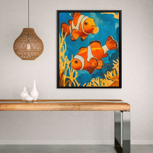 Clownfish Reef Wander - Colorful Canvas Wall Art