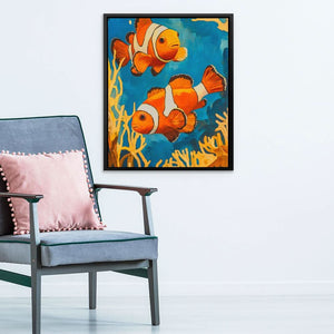 Clownfish Reef Wander - Colorful Wall Art for Bathroom