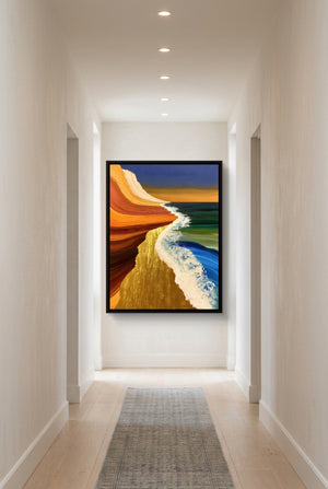 Coastal Brushstroke Flow โ coastal brushstroke flow p long hallway with carpet 1port framed black