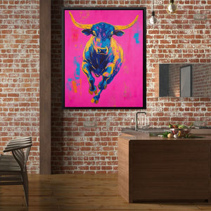 Color Burst Bull - Bull Art for Lounge