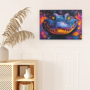 Colorful Alligator - Maximalist Wall Art in Black Frame