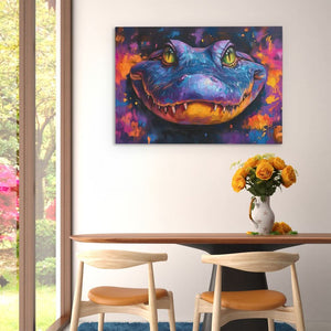 Colorful Alligator - Blue Wall Art