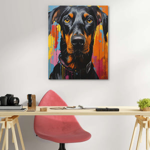Colorful Doberman - Large Abstract Canvas Print
