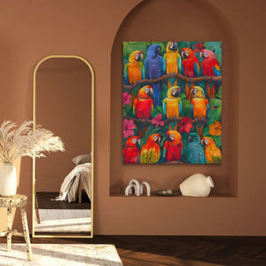 Colorful Parrots - Colorful Canvas Wall Art