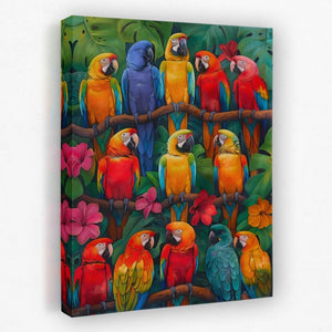 Colorful Parrots - Animals Canvas Wall Art