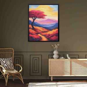 Colorful Prairie - Mountain Wall Art in Black Frame