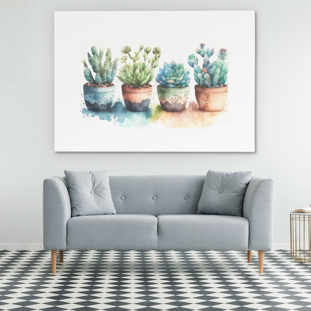 Colorful Succulents - Large Modern Canvas Print
