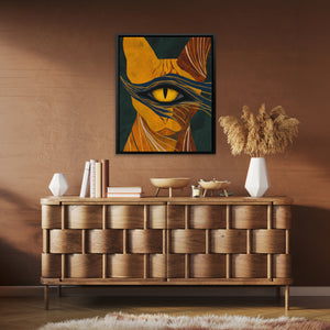 Copper Cat Oracle - Abstract Gold Canvas Wall Art