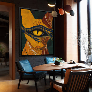 Copper Cat Oracle - Abstract Wall Art in Black Frame