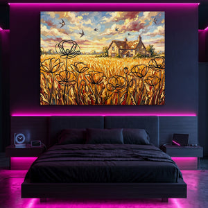 Cornfield Poppies โ cornfield poppies sq pink neon room portv2 1land flush print