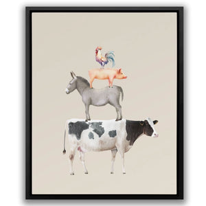 Cow Donkey Pig Chicken - Luxury Wall Art