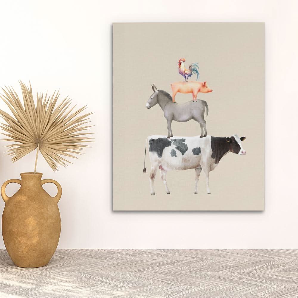 Cow Donkey Pig Chicken - Chicken Art