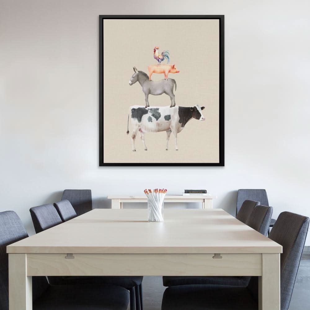 Cow Donkey Pig Chicken - Farm Canvas Print
