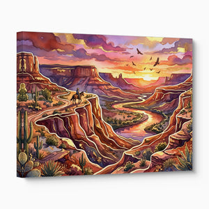 Cowboy Canyon Sunset โ cowboy canyon sunset angled flush print