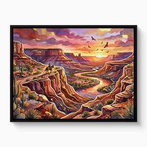 Cowboy Canyon Sunset โ cowboy canyon sunset white studio framed black