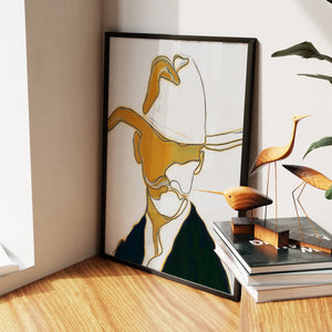 Cowboy Ochre Silhouette - Luxury Wall Art