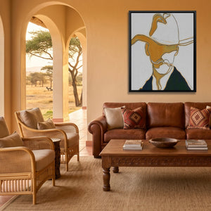 Cowboy Ochre Silhouette - Luxury Wall Art
