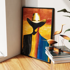 Cowboy Sunset Silhouette - Luxury Wall Art