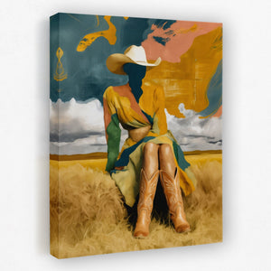 Cowgirl Prairie Gold canvas wall art