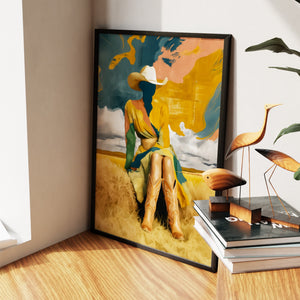 Cowgirl Prairie Gold canvas wall art, room view